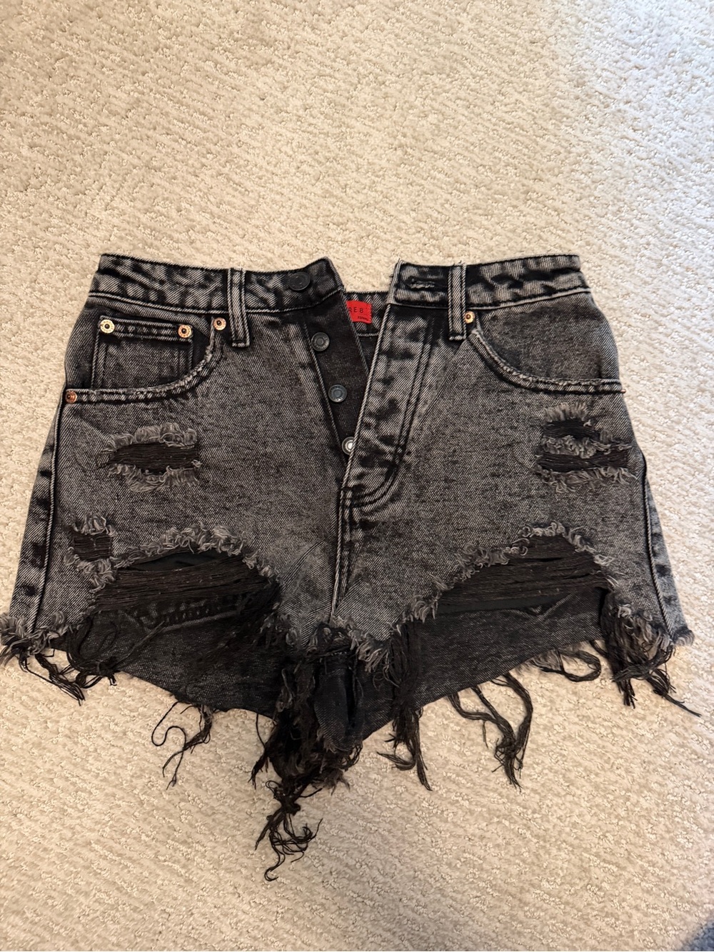 Signature8 Black Acid-Wash Distressed Denim Shorts